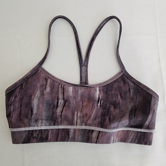 Lululemon Flow Y Bra IV Purple Brushstroke Print Size 6 Yoga - Picture 3 of 9